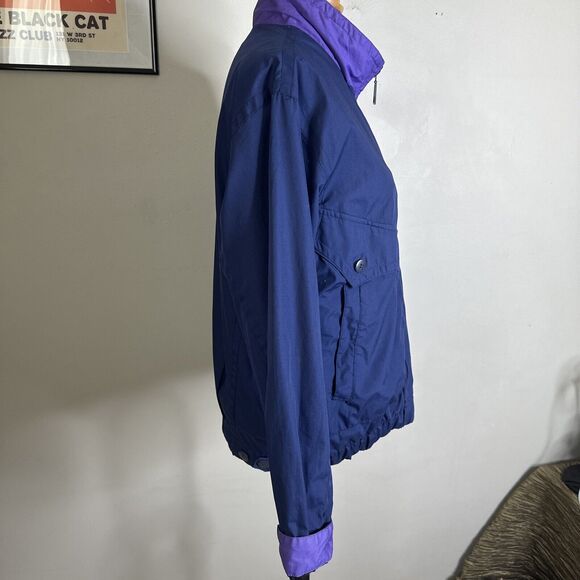 Pacific Trail Vintage 80s Windbreaker M Color Block Navy Purple READ - Picture 4 of 12